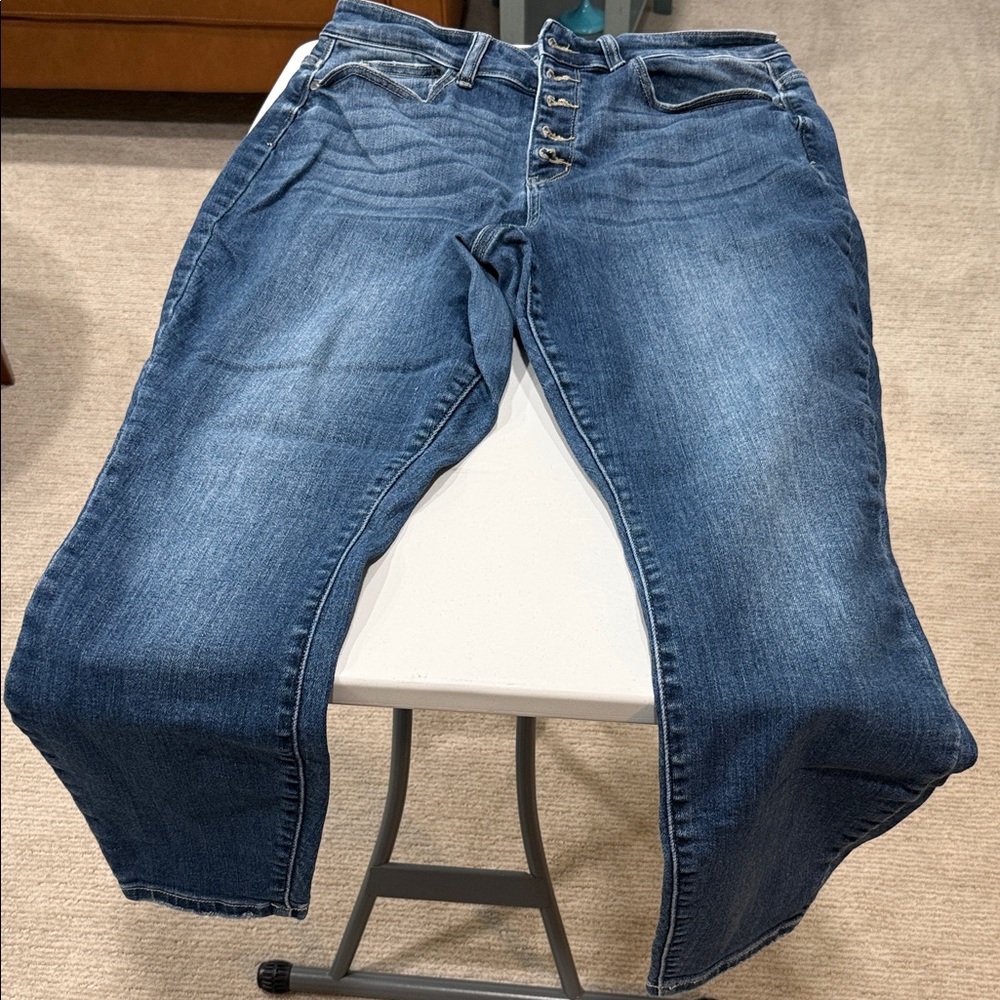 Judy Blue Button-Fly Midwash Blue Boyfriend Jeans